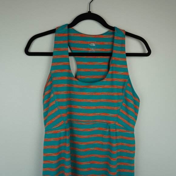 The North Face Turquoise Blue & Orange Striped‎ Tank Midi Dress Size Large - Picture 3 of 9